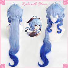 GANYU-Peluca de cabello largo ondulado para mujer, peluca de Cosplay de impacto Genshin, color azul degradado, resistente al calor, para Halloween 2024 - compra barato