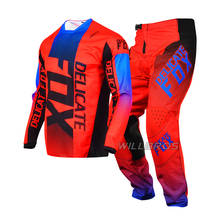 Conjunto de engrenagem corrida delicada raposa 180 oktiv camisa calças homens motocross outfit mx mtb bicicleta equitação terno vermelho para adultos 2024 - compre barato