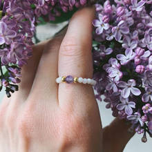 Anéis de presente de pedra natural feitos à mão ajustáveis, anéis cristal multicolorido fantasia pedra goldsand 2024 - compre barato