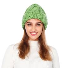 WZCX Thick Line Solid Color Crimping Women'S Winter Hat Fashion New Keep Warm Ear Protection Beanie Hat Knitted Cap 2024 - buy cheap