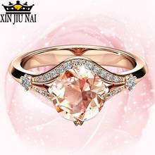 Luxury Rose Gold Ring Stone Champagne Morgan Stone Wedding Rings With Engagement Band Zircon Thin Rings For Women Ring Jewelry 2024 - buy cheap
