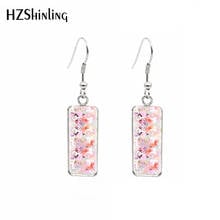 18*25mm Vintage Flower Retro Style Paintings Rectangular Hook Earrings Dangle Drop Earrings Glass Cabochon Ear Jewelry for Girls 2024 - buy cheap