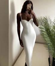 Vestido bandagem feminino branco e midi, vestido sexy elegante de festa 2020 para mulheres 2024 - compre barato