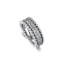 Faixa de anéis com faixa de pérolas 100% autêntico 925 prata esterlina-joias com frete grátis 2024 - compre barato