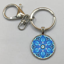 NEW Fashion Mandala Flowers Glass Pendant Keychain Fashion Women and Men Keychain 2024 - buy cheap