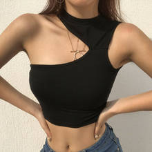 Camiseta sin mangas informal de un hombro para mujer, blusa, Crop Tops, camisa 2024 - compra barato