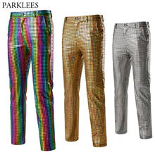 Pantalones coloridos para hombre, pantalón holgado a cuadros brillantes, para escenario, baile, discoteca, Hip Hop, club nocturno, Dj, fiesta, ropa para hombre 2024 - compra barato