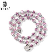 TBTK 6.5mm Choker Necklace Iced Out Bling Pink White Square Cubic Zirconia Women's Link Chain Hiphop Jewelry For Gift 2024 - buy cheap