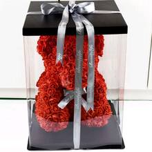 25cm Valentines Day Gift Red Rose Teddy Bear Rose Flower Artificial Decoration Christmas Gifts Women Valentines Gift 2024 - buy cheap