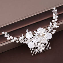 New Silver Color Leaf Flower Hair Jewelry Wedding Hair Comb Accessories Women Hair Comb Handmade Bridal Headpieces Decoration 2024 - buy cheap