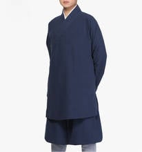 Uniforme da shaolin kung fu unissex 100% algodão, roupas para artes marciais wushu zen lohan uniformes budista artouca vermelho/preto/azul 2024 - compre barato