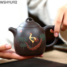 Yixing Teapot purple clay tea pot Handmade Original Mine Black gold sand Tea Set Hand Painted Songhe kettle 340ml Large capacity 2024 - buy cheap