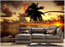 Papel de parede foto personalizada para paredes 3 d murais papel de parede do mediterrâneo pôr-do-sol praia paisagem mural de tv fundo 2024 - compre barato