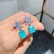 Brinco pingente flor azul moda feminina brinco feminino para festa de casamento 2024 - compre barato