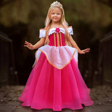 Vestido Fantasia Infantil Manga Longa Princesa Aurora Bela