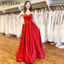 Vestido de noite elegante, vermelho, amor, linha, sem mangas, pregas, comprimento até o chão, cetim, formal, vestido de festa, feito sob encomenda, n39 2024 - compre barato