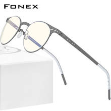 FONEX-gafas con bloqueo de luz azul para mujer, anteojos con montura redonda Vintage Anti rayos UV para juegos de ordenador, sin tornillo, FAB014, 2020 2024 - compra barato