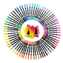 Fineliner caneta de marcadores ponta dupla, canetas de 12/48/72/100/120 cores, aquarela, para desenho, pintura, caligrafia, suprimentos de arte 2024 - compre barato