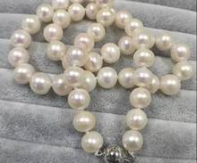 9mm bright white round pearl necklace round clasp natural Freshwater PEARL Women Jewelry 35cm 43cm 15'' 17'' 2024 - buy cheap