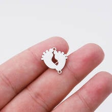 100% Stainless Steel Baby Foot Charm Connector For Jewelry Making 2 hole Blank Metal Feet Tags Mirror Polished Wholesale 20pcs 2024 - buy cheap