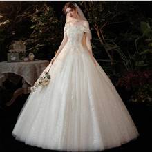 Champagne White Train Wedding Dress With Sleeve Sweetheart Off Shoulder Vestido De Noiva 2021 New Princess Bridal Gown Plus Size 2024 - buy cheap