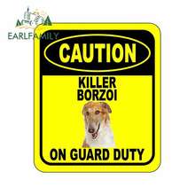 Earlfamily 13cm x 11cm cuidado assassino borzoi no dever de guarda capa etiqueta do carro arranhões sinal composto decalque do cão de estimação 2024 - compre barato