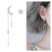 Trend Moon Star Drop Earrings Women Jewelry Cute Tassel Asymmetry Earrings 925 Silver Girls Piercing Accessories Lady Present 2024 - buy cheap