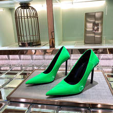 Туфли-лодочки женские неоновые, элегантные свадебные туфли, заостренный носок, без застежки, высокий каблук вечерние няя обувь, 2021 2024 - купить недорого
