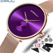 CRRJU-Relojes de pulsera sencillos para Mujer, accesorio ultrafino de oro rosa, marca famosa, 2021, 2022 2024 - compra barato