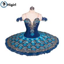 Fantasia azul de balé profissional com tutu e tutu para adulto, roupa de balé clássica azul bt9081 2024 - compre barato