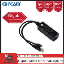 Cdycam Gigabit Micro USB Ethernet Active PoE Splitter 48V to 5V 2.4A 10/100/1000Mbps for Development Board or Raspberry Pi 2024 - buy cheap