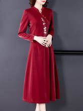 Vestido chinês retrô folgado de manga longa, estilo chinês elegante oriental qipao ff3010 2024 - compre barato