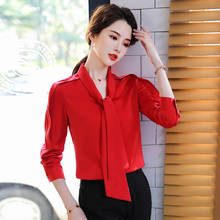 Camisas elegantes vermelhas de manga comprida, blusas de escritório para mulheres, estilo ol formal, blusas, roupas femininas, primavera verão 2024 - compre barato