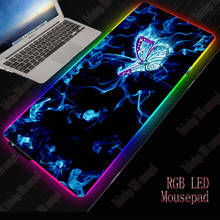 40*90cm Blue Butterfly Large RGB Non-slip Colorful Rubber Mouse Pad Gaming Accessories Laptop PC Mousepad XXL Keyboard Desk Mat 2024 - buy cheap