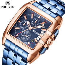Часы MEGIR Мужские кварцевые с хронографом, модные роскошные брендовые водонепроницаемые, из нержавеющей стали, с датой в деловом стиле 2024 - купить недорого