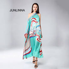 JUNLINNA Sexy One-Shoulder Casual Dress  Summer New Women Geometric Printing Dresses Elegant Lady Loose Vestidos 2024 - buy cheap