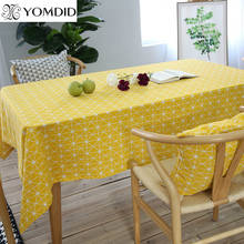 Toalha de mesa decorativa macia, amarela, de algodão simples, retangular, pano para mesa de jantar, almofada para festa de piquenique 2024 - compre barato