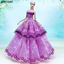 Романтическое фиолетовое кружевное свадебное платье для куклы Барби, модная вечерние для куклы, вечернее платье для шарнирных кукол 1/6, аксессуары, игрушки 2024 - купить недорого