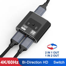 Interruptor compatible con HDMI bidireccional 4K, divisor 1x 2/2x1, adaptador HD, conmutador para PS4/PS5, Xiaomi MiBox, Xbox, DVD, HDTV, PC, ordenador portátil y TV 2024 - compra barato