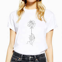 Simple Shirt Women Elegante 2020 Fashion Korean T-shirt Line Art Graphic T Shirt White Summer Top Casual Short Sleeve Tee Shirt 2024 - buy cheap