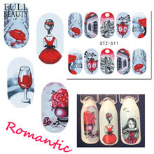 Romantic Valentines Day Sliders for Nails Love Rose Flower Water Sticker Decals Manicure Nail Art Decorations Wraps CHSTZ511-512 2024 - buy cheap
