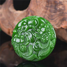 Colar com pingente de peixe jade verde natural, pingente chinês esculpido à mão, joias de jade, amuletos de moda, presentes para mulheres e homens 2024 - compre barato
