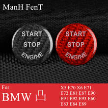 ManH FenT-cubierta de botón de arranque y parada de motor de coche, pegatina de fibra de carbono Real para BMW E60, E90, E91, F10, F20, F30, X6, E81, E92, E82, E91, E87 2024 - compra barato