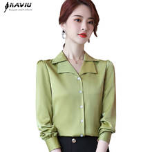 Double Neck Satin Shirt Women Long Sleeve Spring New Temperament Fashion Casual Blouses Office Ladies Formal Work Tops 2024 - buy cheap