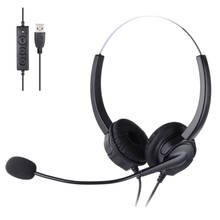 Mute Function Call Center USB Headset Noise Cancelling USB Call Center Headphone with Microphone for Skype Computer 2024 - купить недорого