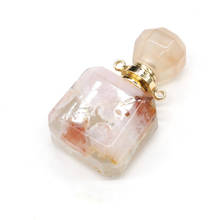 Natural Stone Perfume Bottle Pendant Cherry Blossom Agates Essential Oil Diffuser Vial Pendants Charms Gift 18x30mm-20x35mm 2024 - buy cheap