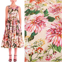 Sicily Big Flower Printed Cotton Or Imitate Cotton Fabric For Woman Summer Dress Blouse Tissu Tela Хлопок материал DIY Cloth 2024 - buy cheap