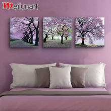 Purple tree landscape diy 5d diamond painting triptych full square round drill diamond embroidery sale home decoration AS0558 2024 - buy cheap