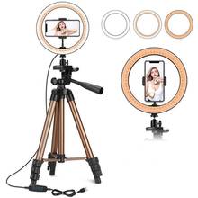 Dimmable 10Inch 26cm LED Selfie Ring Light Adjustable YouTube video Makeup Phone Tripod for IOS & Android smart phone Ring Lamp 2024 - buy cheap