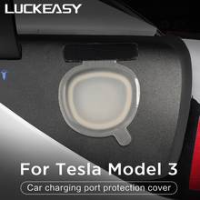 Luckeasy para tesla modelo 3 porta de carregamento do carro proteção capa model3 2022 porto carregamento poeira plug branco/preto 2024 - compre barato